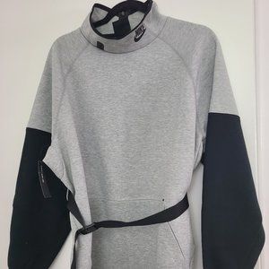NWT Oversized Nike Tech Fleece Mock Neck Dress Women’s XS Heathered Gray